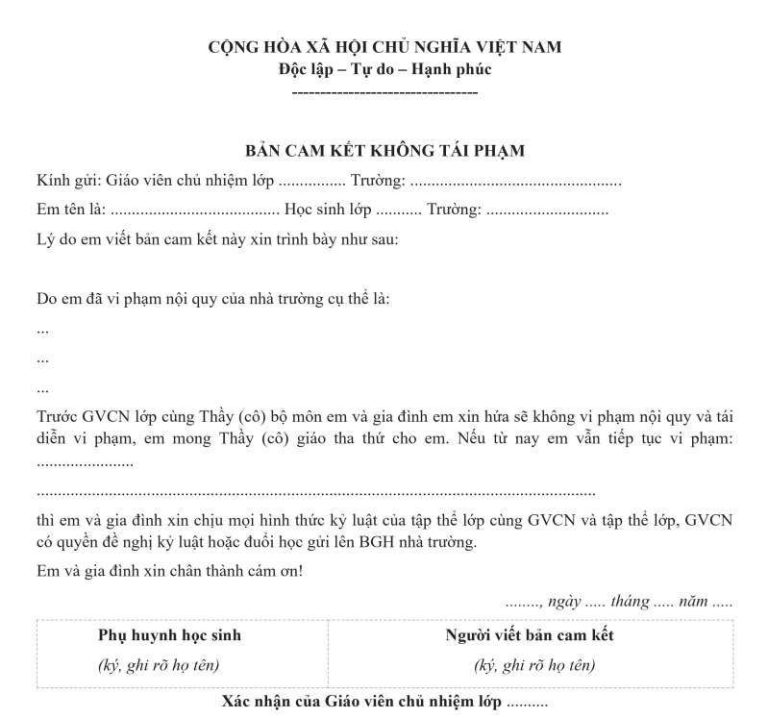 C ch vi t b n cam k t c a h c sinh y chu n nh t h th ng tr ng