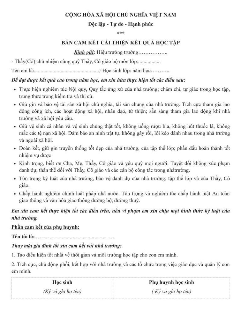 C ch vi t b n cam k t c a h c sinh y chu n nh t h th ng tr ng