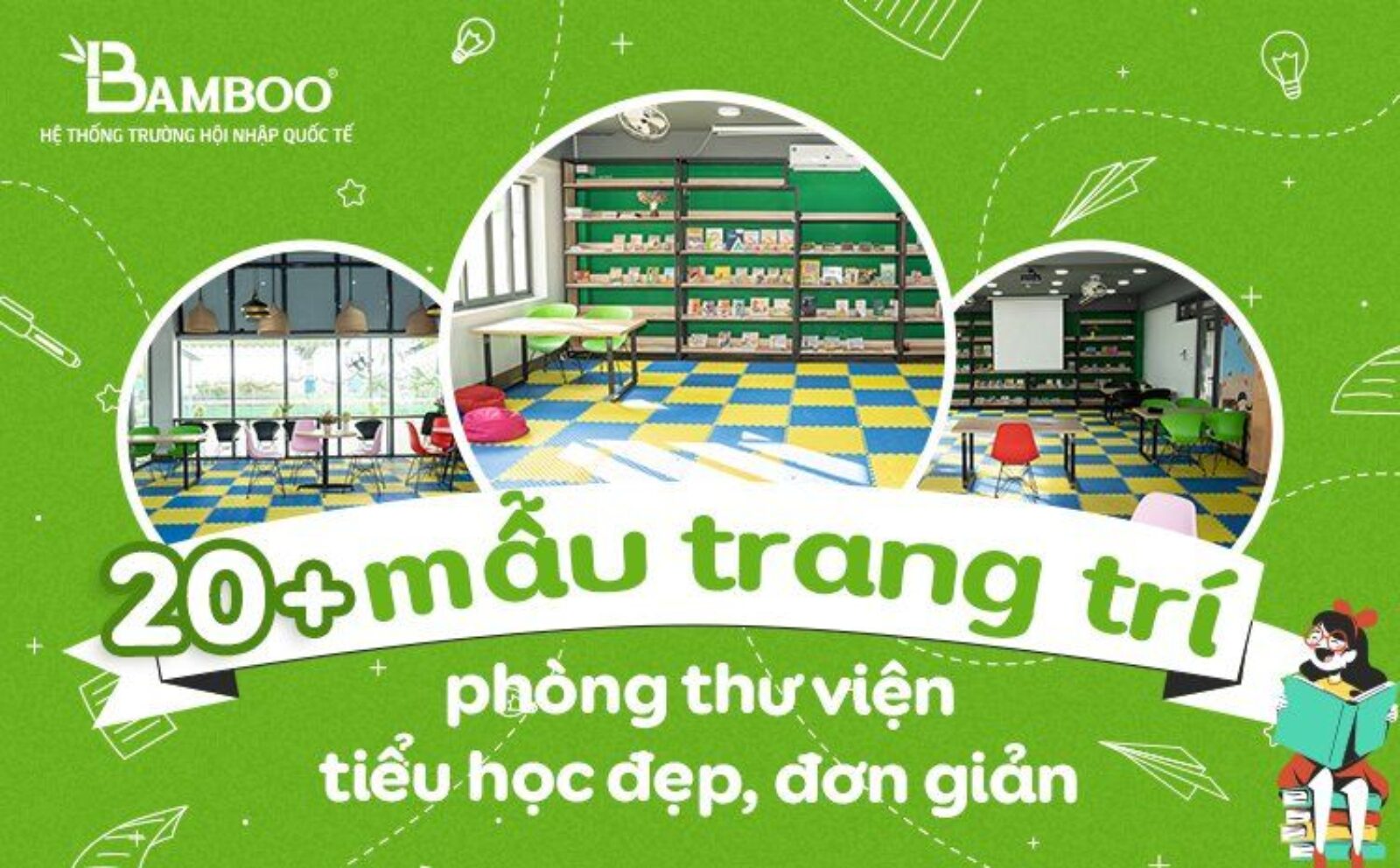 20+ mẫu trang trí phòng thư viện trường tiểu học đẹp