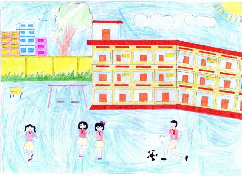 Mẫu vẽ tranh tường trường tiểu học đẹp  Tranh tường Tranh Trường học