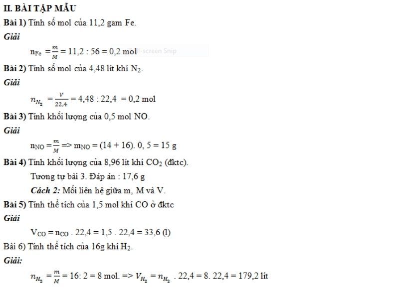 Bài tập dượt hình mẫu tính m, M vô hoá học