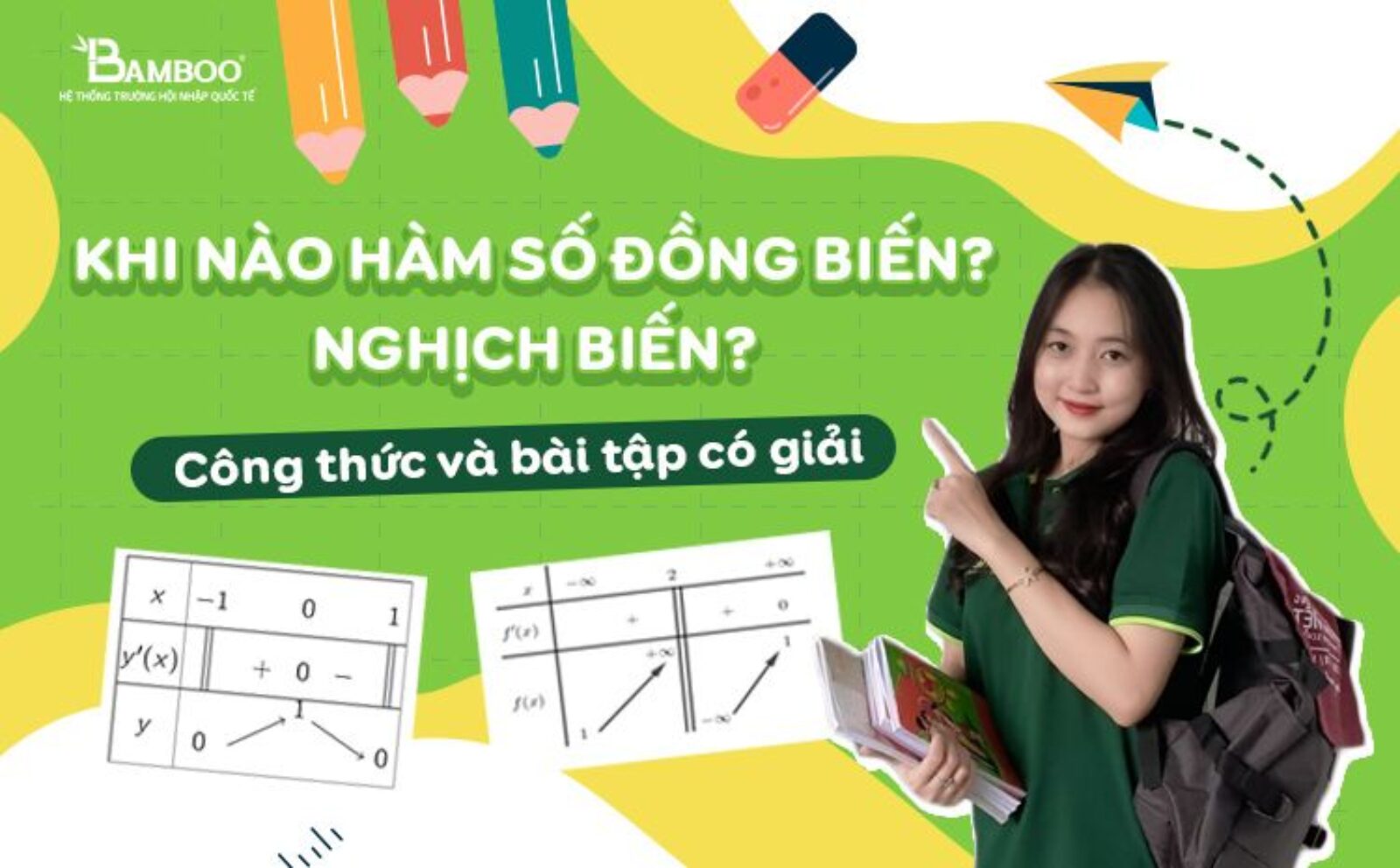 Khi nào hàm số đồng biến, nghịch biến? Công thức và bài tập có giải