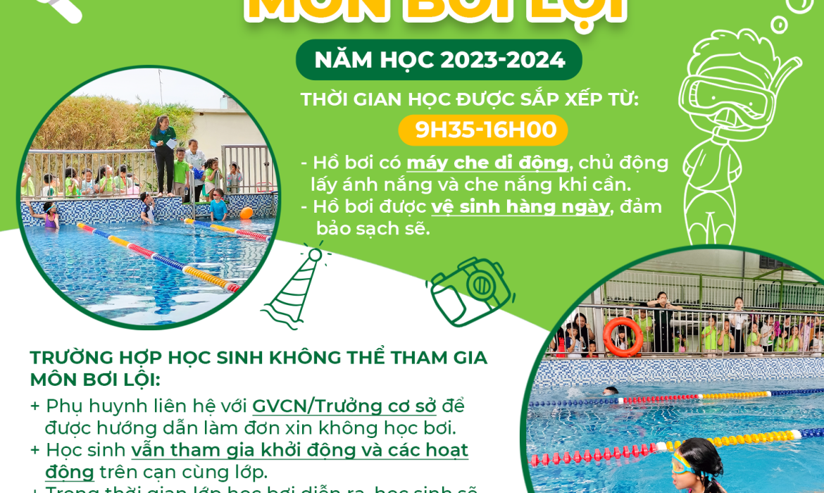 [BAMBOO SCHOOL] – THÔNG BÁO VỀ MÔN HỌC BƠI LỘI NĂM HỌC 2023-2024
